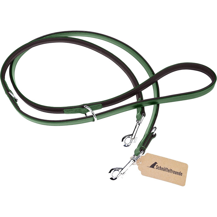 Leather Dog Leash - Training Leash - Leather Leash for Dog - Leash 3-Way Adjustable, for All Dogs (230cm, Green)