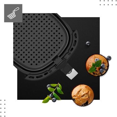 Аерофритюрниця VERTENZ Taste 50, 5 л, 1400 Вт, 8 програм, LED-екран, антипригарний кошик, без масла, чорна
