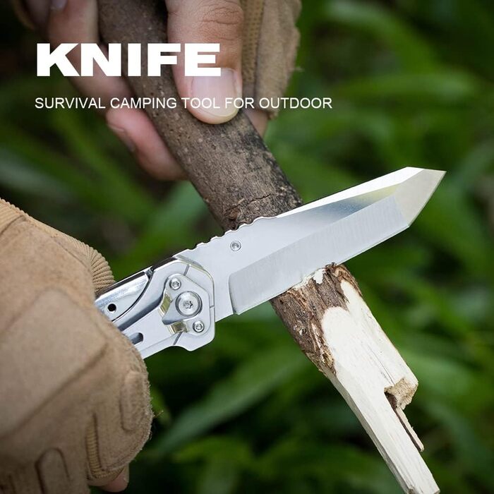 ROXON Pocket Knife and Scissors 2-in-1 EDC Multi Tool with Belt Clip, Perfect for Household Tasks, Hunting, Survival, Fishing, Hiking, Camping