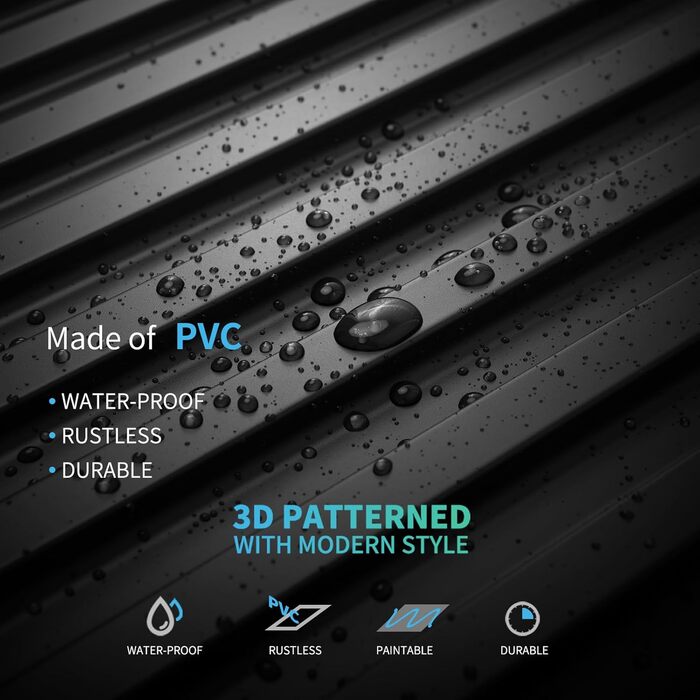 3D Панелі для стін Art3d: 12 шт., 50x50 см, PVC, 3 м² (чорний)