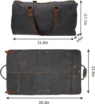 Дорожній костюм-органайзер 2-в-1 American Casual Canvas Leder для одягу та аксесуарів, чорний