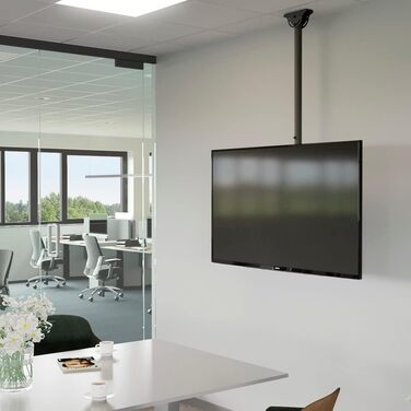 Hama TV Ceiling Mount - Adjustable, Tilting, Swivel, Foldable - Fits TVs 19-65 Inch - Black (Single)
