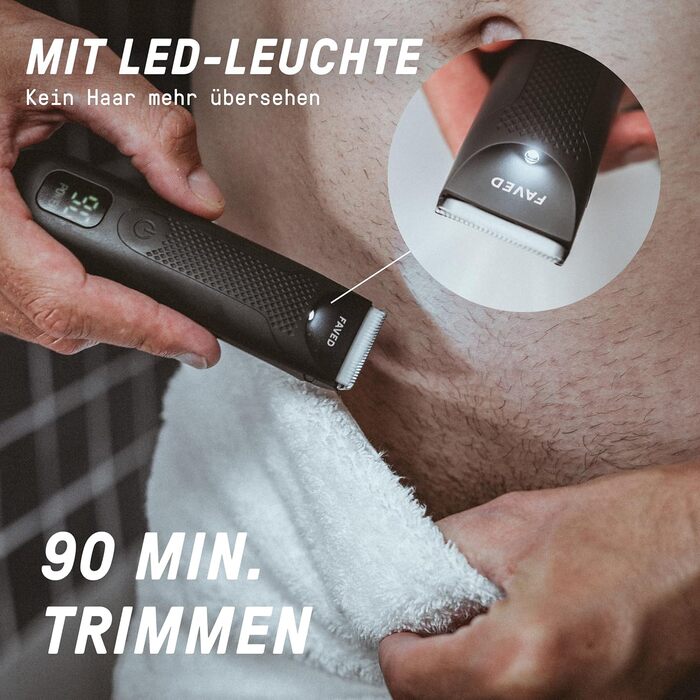 Триммер для тіла та інтимної зони Groomed Rooster – чоловічий, водонепроникний, з LED-підсвічуванням, 90 хв роботи, станція зарядки