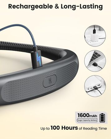 Настільна лампа Glocusent для читання в ліжку, 5 кольорів, регульована яскравість, акумулятор 100 годин, для читання, рукоділля, ремонту