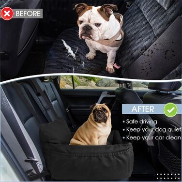 Автомобільний лежак для собак, автокрісло для собак, лежак для маленьких собак, кошик для собак у машину з знімним, пральним подушкою та 2 відділеннями для зберігання (Чорний, 54x52x35 см)