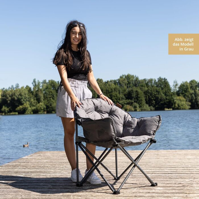 Крісло для кемпінгу Skandika Moonchair XL/Mala, блакитне | Складне крісло з міцним сталевим каркасом | Для відпочинку на природі, в саду, на балконі, у подорожах