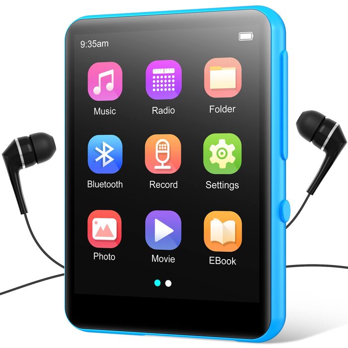 MP3 плеєр 64GB Bluetooth 5.3 HiFi з металевим корпусом, радіо FM, диктофон, сенсорний екран 2.4