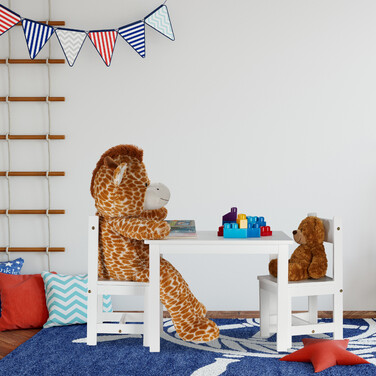 Relaxdays Children's Seating Group White with 2 Chairs