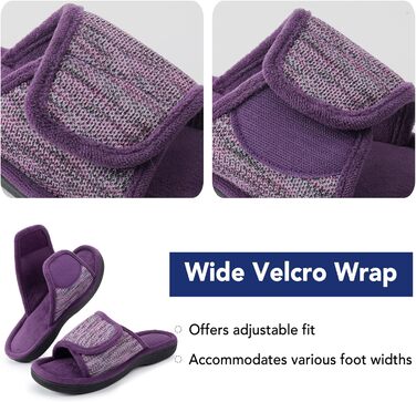 Домашні тапочки RockDove з регульованою застібкою та піною з пам'яті, 40/41 EU, баклажановий