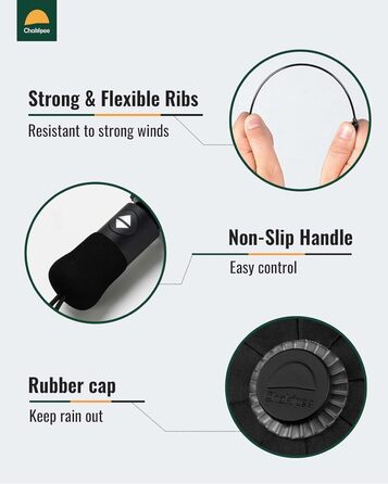 Чакіпі Чакіпі Парасолька велика, стійка до вітру, компактна для подорожей, автоматична, для жінок та чоловіків – кишеньковий парасолька, портативний UV-захист, чорний, 210T покриття, діаметр 97 см, 8 спиць, довжина 108 см