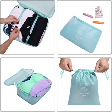 Органайзер для валізи OSDUE, набір 6 шт., Packing Cubes, водонепроникні сумки для одягу, туристичний органайзер, рожевий та блакитний кольори