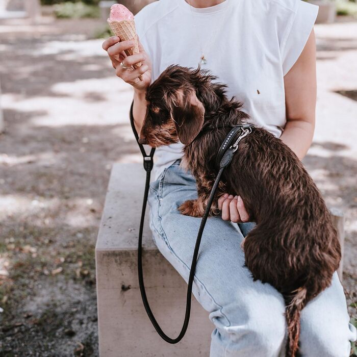 Нашийник для собак HUNTER Round & Soft Canadian UP, чорний, м'яка шкіра, безшовний, для догляду за шерстю, екологічний, Made in Germany, розмір XXS-XS