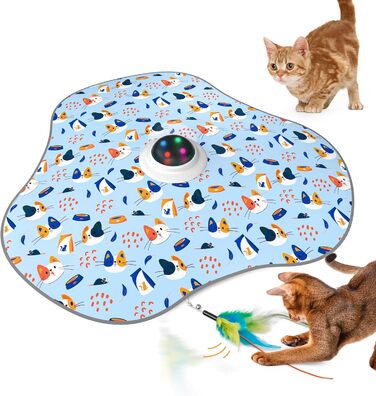 Interactive Cat Toy: 2-in-1 Hide-and-Seek Feathers Electric Cat Toy with Gong - Rechargeable Intelligence Toy for Active House Cats, Suitable for Cats of All Ages