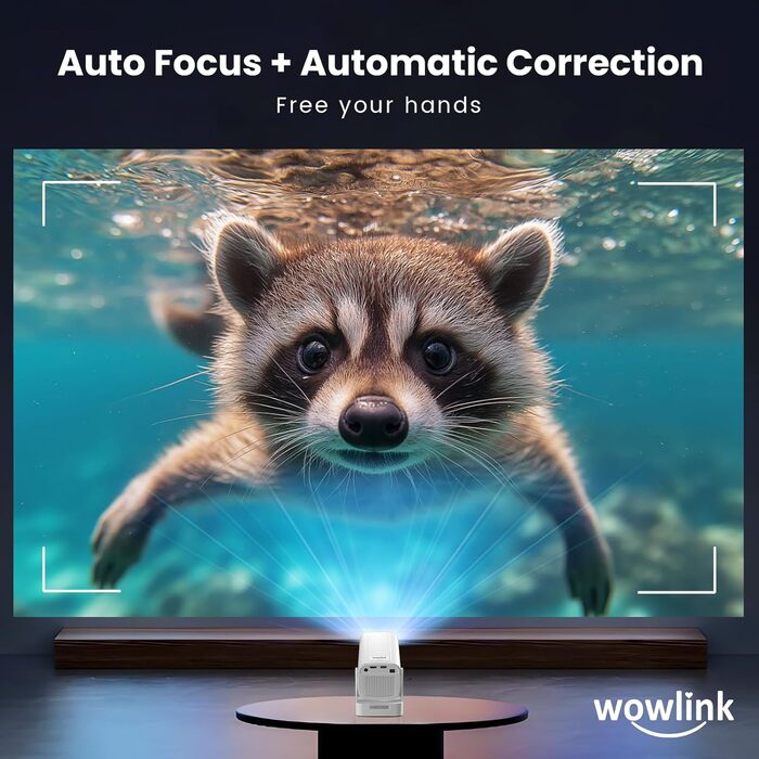 Портативний проєктор Beamer 4K з підтримкою WiFi 6 та Bluetooth 5.4, автофокусом, інтегрованими додатками (2026 модель) - сумісний з HDMI, TV Stick, Memory Stick, Laptop