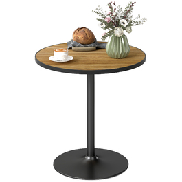 HOMCOM Dining Table, Round Kitchen Table, Modern Dining Table with Wood-Look Top for 4 People, Coffee Table for Living Room, Ø70 x 76 cm, Oak | Aosom