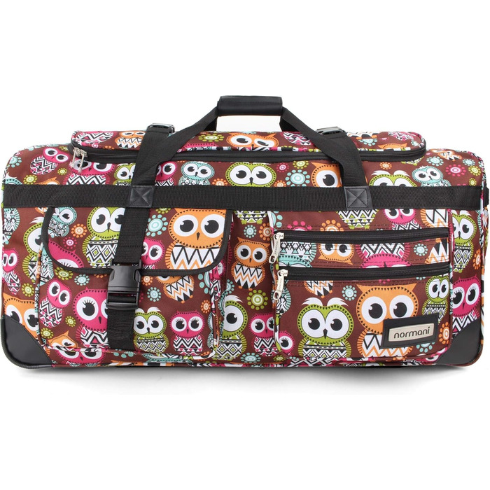 Normani міцна дорожня сумка на колесах 100 л Retro Owl, велика, нове покоління