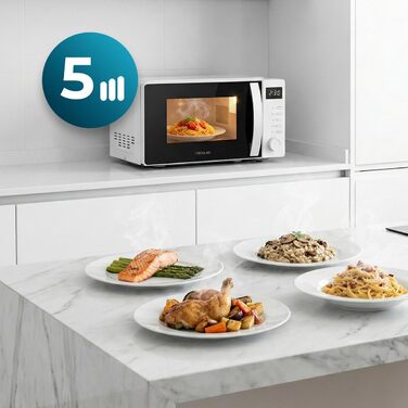 Мікрохвильова піч Cecotec Proclean 5105 біла, 20 л, з грилем, технологією 3DWave та функцією розморожування