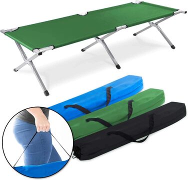 GOODS+GADGETS Folding Army Field Bed from Aluminum - Foldable Camping Bed & Guest Bed (Green)