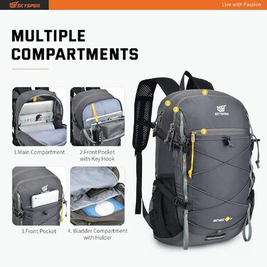 SKYSPER ISHELL 30 Foldable Backpack 30L Ultra-light Daypack Packable Daypack Waterproof Hiking Backpack Travel Backpack for Camping Outdoor Hiking Travel (Ishell30-dark gray)