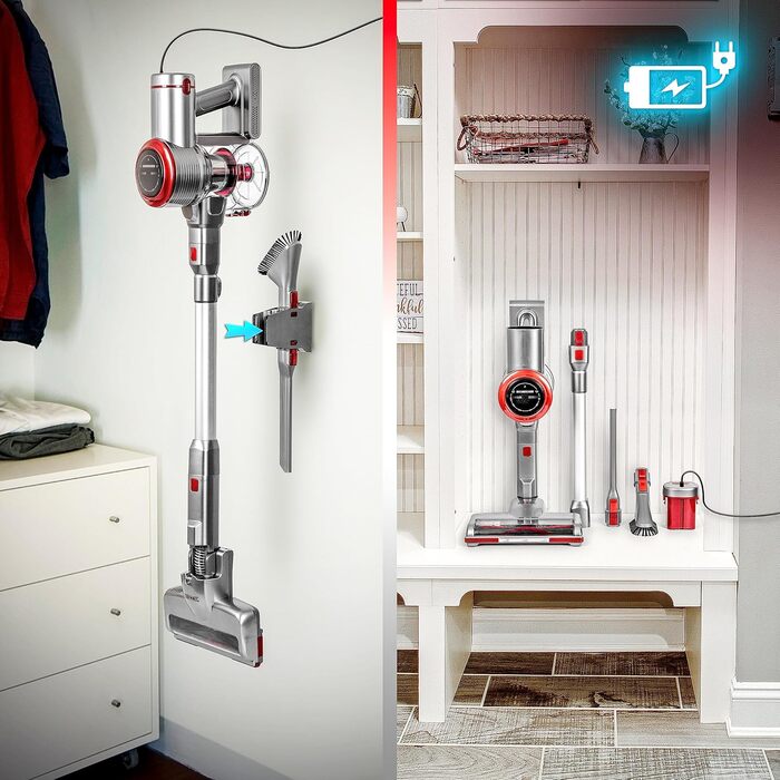 Duronic VC24: Бездротовий акумуляторний пилосос 220W з HEPA-фільтром, 3 швидкості, 50 хв роботи, без мішка