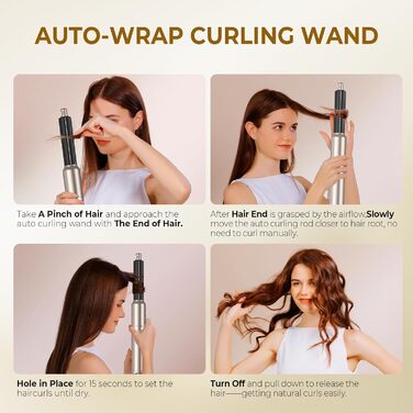 Фен-щітка Air Styler 5 в 1: мультистайлер для волосся, 1000W, чорний (6 в 1: платиново-золотий)