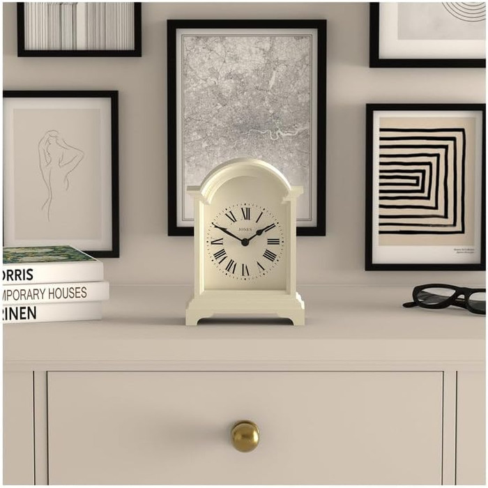 JONES CLOCKS® Bistro Table Clock | Classic Arch Design | White | Timeless style for desk, table, shelf, or nightstand