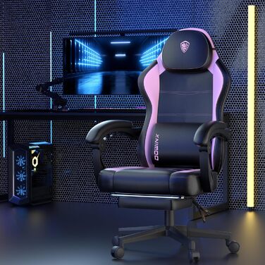 Ігровий крісло Dowinx з PU-шкіри, ергономічний, з підтримкою попереку, для ПК, до 150 кг, рожевий