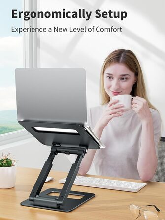 Adjustable Laptop Stand for Desk - Telescoping Design, Ergonomic Riser for 10-17 inch Laptops (Gray)