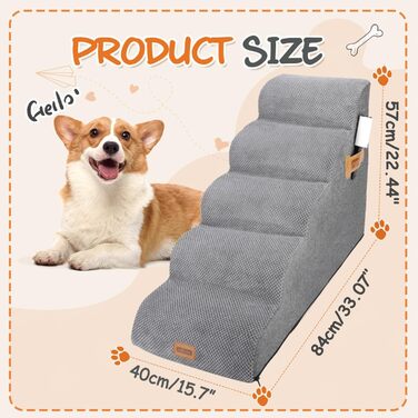 Сходинка для собак Nobleza з 5 сходинками, з роликом для шерсті - для маленьких собак