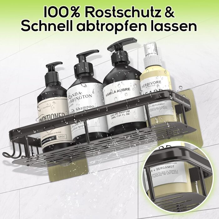 Поличка для душу Dealswin без свердління, 2 шт. - органайзер для ванної кімнати, полиця для зберігання та організації з великою місткістю, тримач для шампуню для душу та ванної кімнати (сірий)