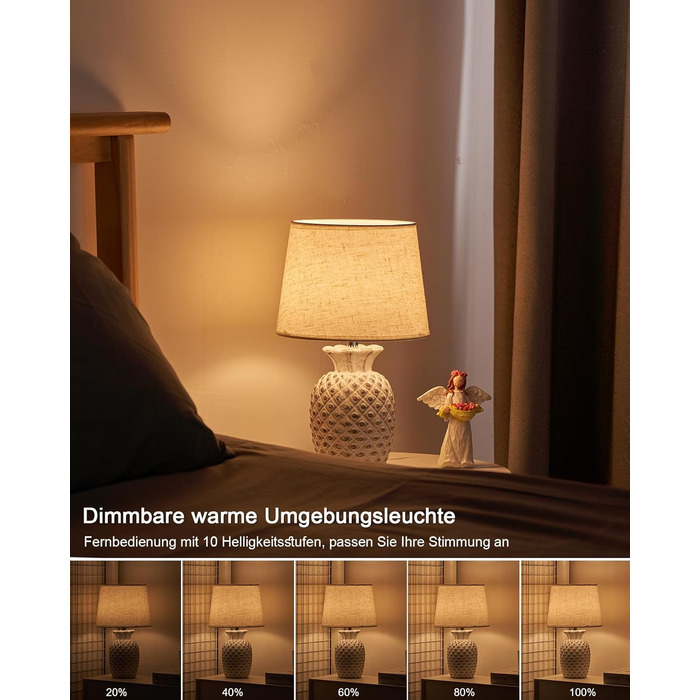 LED-лампа Egobasic на акумуляторі з пультом, таймером та регулюванням яскравості, змінне підсвічування, керамічна основа у вигляді ананаса, для спальні, кухні, вітальні