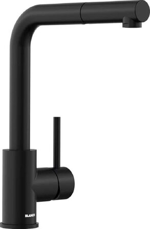 Кухонний змішувач BLANCO MILA чорного матового кольору, високого тиску, з висувним виливом та керамічною картриджі