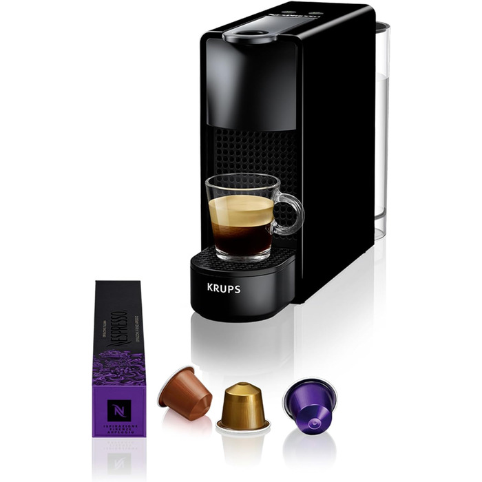 Кавова капсульна машина Nespresso Krups XN1108 Essenza Mini, 19 бар, 1260 Вт, 0,6 л, енергозбереження, чорна, без капучинатора