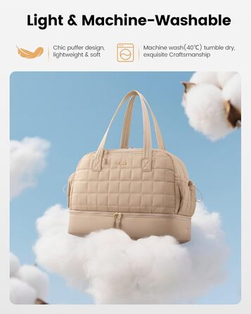 Сумка-мішок LOVEVOOK для подорожей, 35L: спортивна, для фітнесу, з відділенням для взуття та мокрих речей, ручна поклажа, для подорожей, відпустки, сірий+бежевий