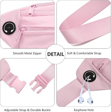 MAXTOP Поясна сумка на пояс для чоловіків та жінок, спортивна, водонепроникна, для подорожей, фітнесу, йоги, рожева (нейлон)