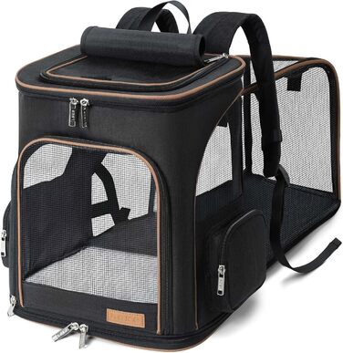 Розширюваний рюкзак для кота та собаки Lekesky, чорний, 33 x 29 x 38 см