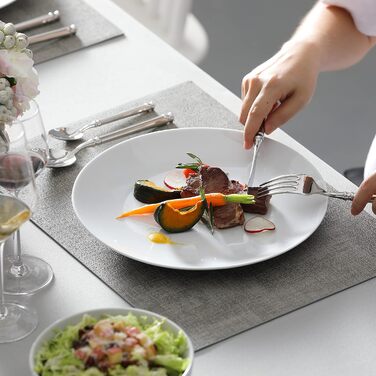 MALACASA, Amelia Series, Dinner Set for 12 People, 48-Piece Porcelain Tableware Set, White Combination Service, with 12 Dinner Plates, 12 Cake Plates, 12 Soup Plates, and 12 Bowls, White 48-Piece