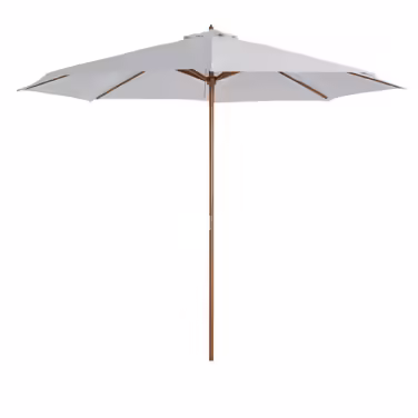 Outsunny Wooden Parasol 300 cm Wooden Umbrella Garden Umbrella Balcony Umbrella Bamboo Cream White | Aosom