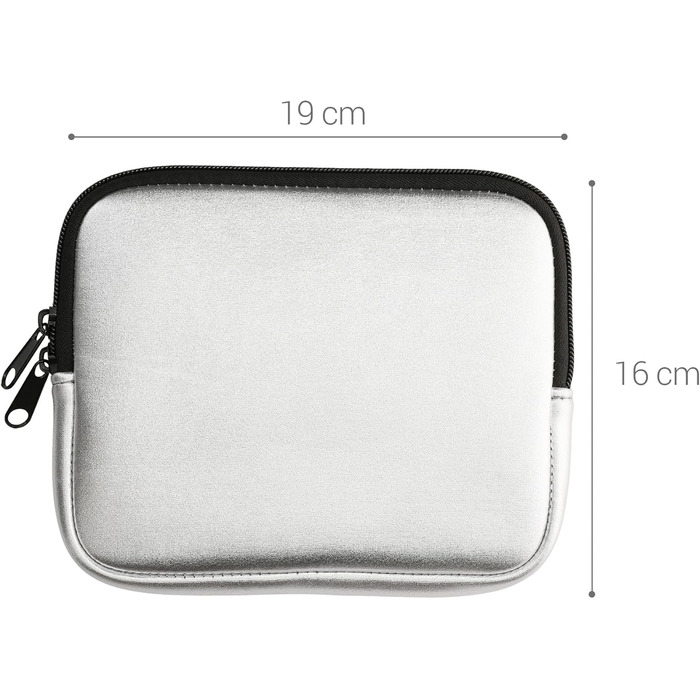Чохол для eReader kwmobile - Неопренова сумка-чохол, захисний чохол - 17 x 12 x 2 см, внутрішні розміри 6' eReader (6,8-7' eReader, сріблястий)