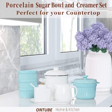 4-piece porcelain sugar and milk jugs with tray and crystal lid (gold-colored)