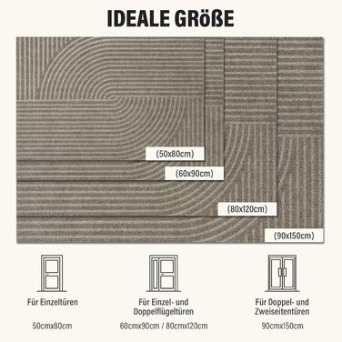 Привідний килимок FEOMOS 60x90 см для дому та вулиці, протиковзний вологопоглинаючий килим для вхідних дверей, коридору, балкона та кухні, бежевий, можна прати
