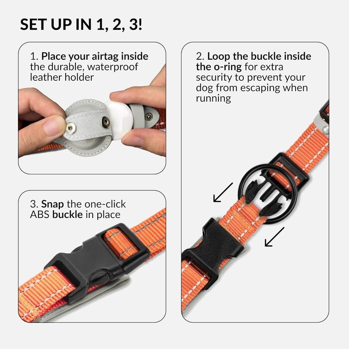 Нашийник для Apple AirTag для собак CollarDirect, світловідбиваючий, зелений, розмір L (42-51 см)