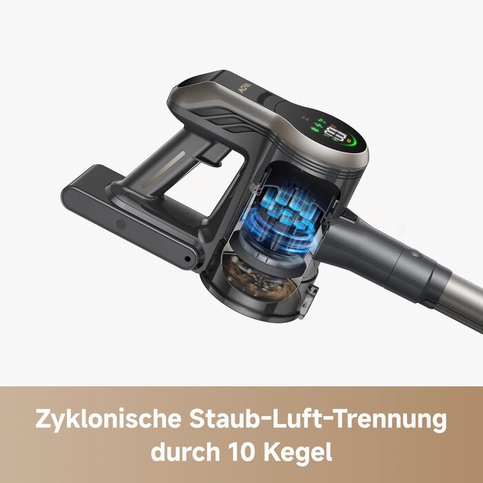 Mova Sense: Бездротовий акумуляторний пилосос з тривалою роботою (97 хв), для килимів, твердих поверхонь та шерсті тварин (S2)