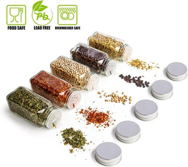 Набір банок для спецій ZEBEN® кутовий [25 шт 120мл] - 25 банок для спецій, мірний дозатор, етикетки, маркер, силіконовий воронка, щітка для чищення