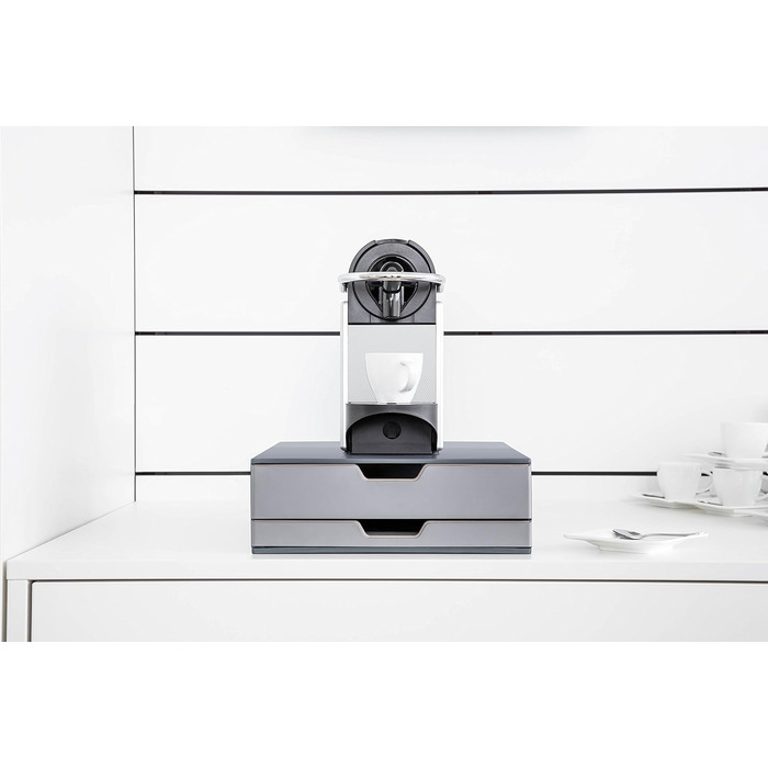 Скринька для кави та чаю Durable (2 шухляди, антрацит) 338358 - Скринька для кавової станції/офісу