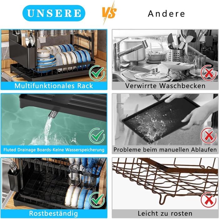 Сушарка для посуду 2-ярусна з піддоном, поворотний вилив, сушарка для посуду Abtropfgestell