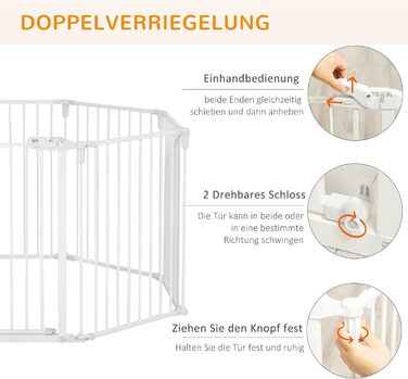 PawHut вольєр для цуценят/маленьких собак, захисний бар'єр з дверцятами, гнучкий, 8 панелей (60 x 76 см), білий