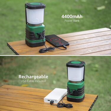 LED Camping Lantern Portable, Super Bright Rechargeable Spotlight with Handle and Hook, 4 Brightness Levels Dimmable, Emergency Light for Power Outages, Hiking, Emergencies, Blackouts, etc. [Energy Class A++]