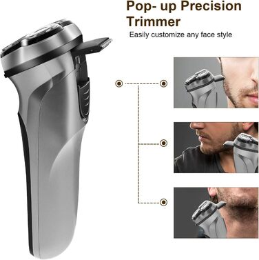 Електричний гоління для чоловіків NWOUIIAY з прецизійним тримером та 3D-ротаційним голівкою. Сухий електричний гоління з LED-індикатором та 90 хвилин автономної роботи