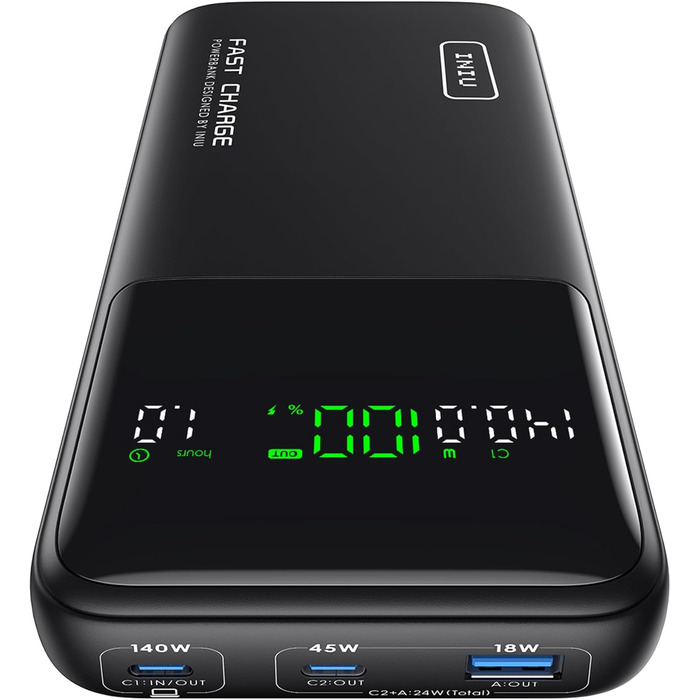 Power Bank INIU 27000mAh 140W з USB-C: заряд для телефону, ноутбука, MacBook, iPad, iPhone, Samsung